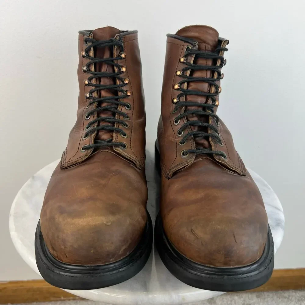 Men's Vintage Red Wing 953 Lace Up Brown Leather Soft Toe Work Boots (Sz 16)